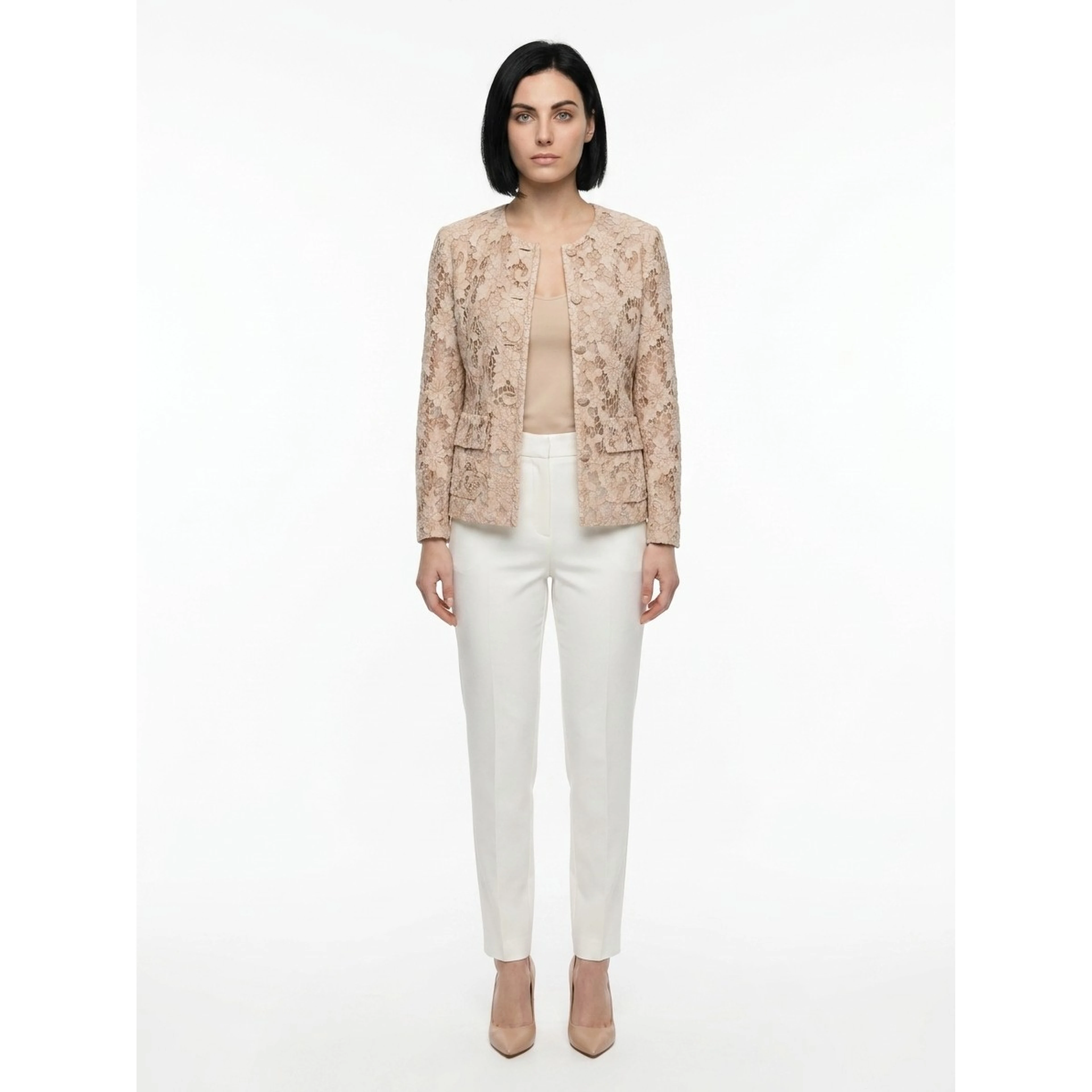 Beige Cotton Sleeveless Jacket