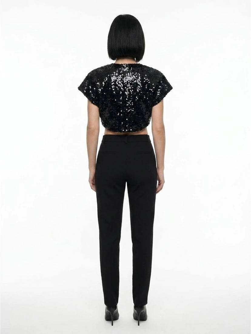 Black Polyester Biker Jacket