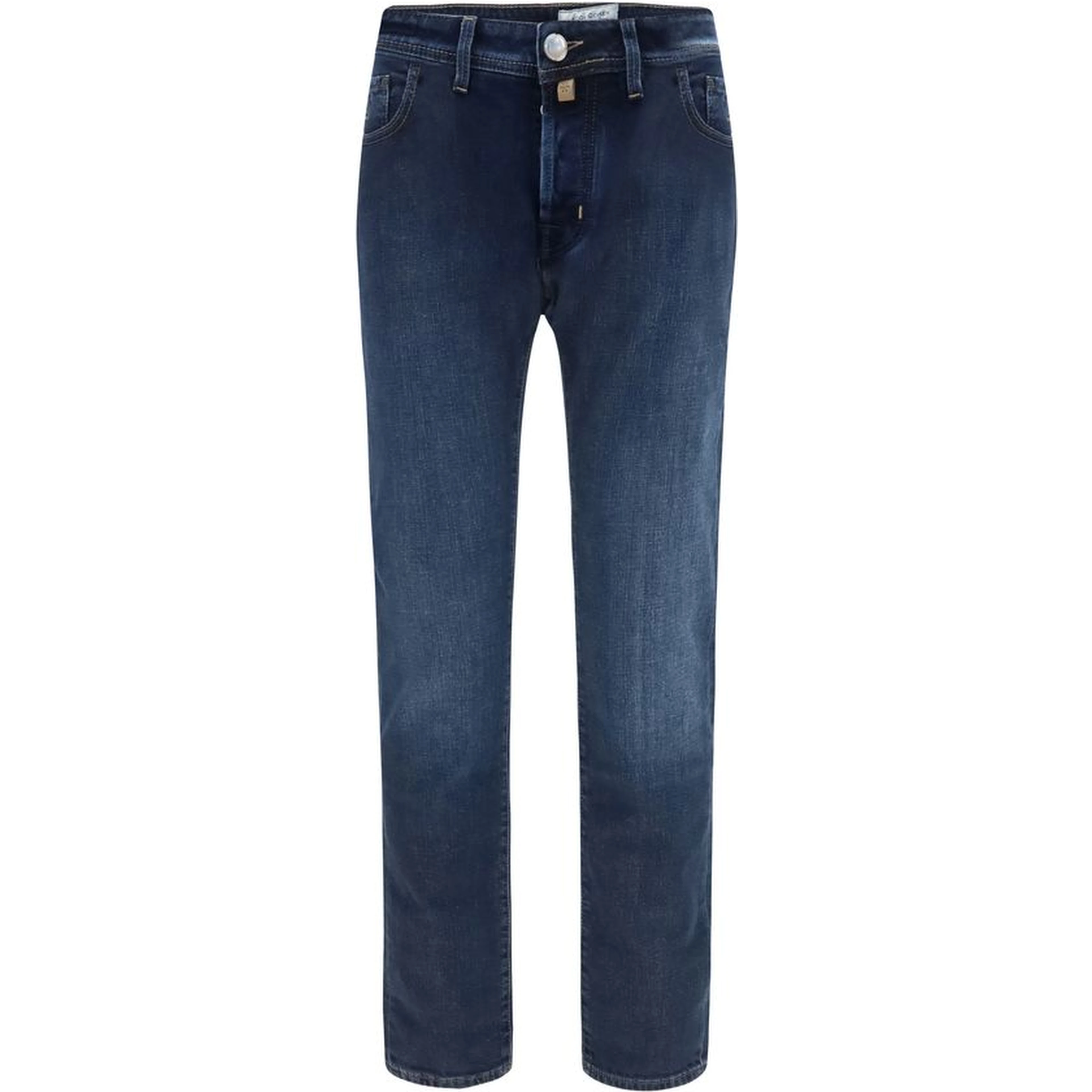 Blue Cotton Tapered Jeans