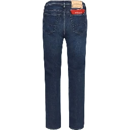 Blue Cotton Tapered Jeans