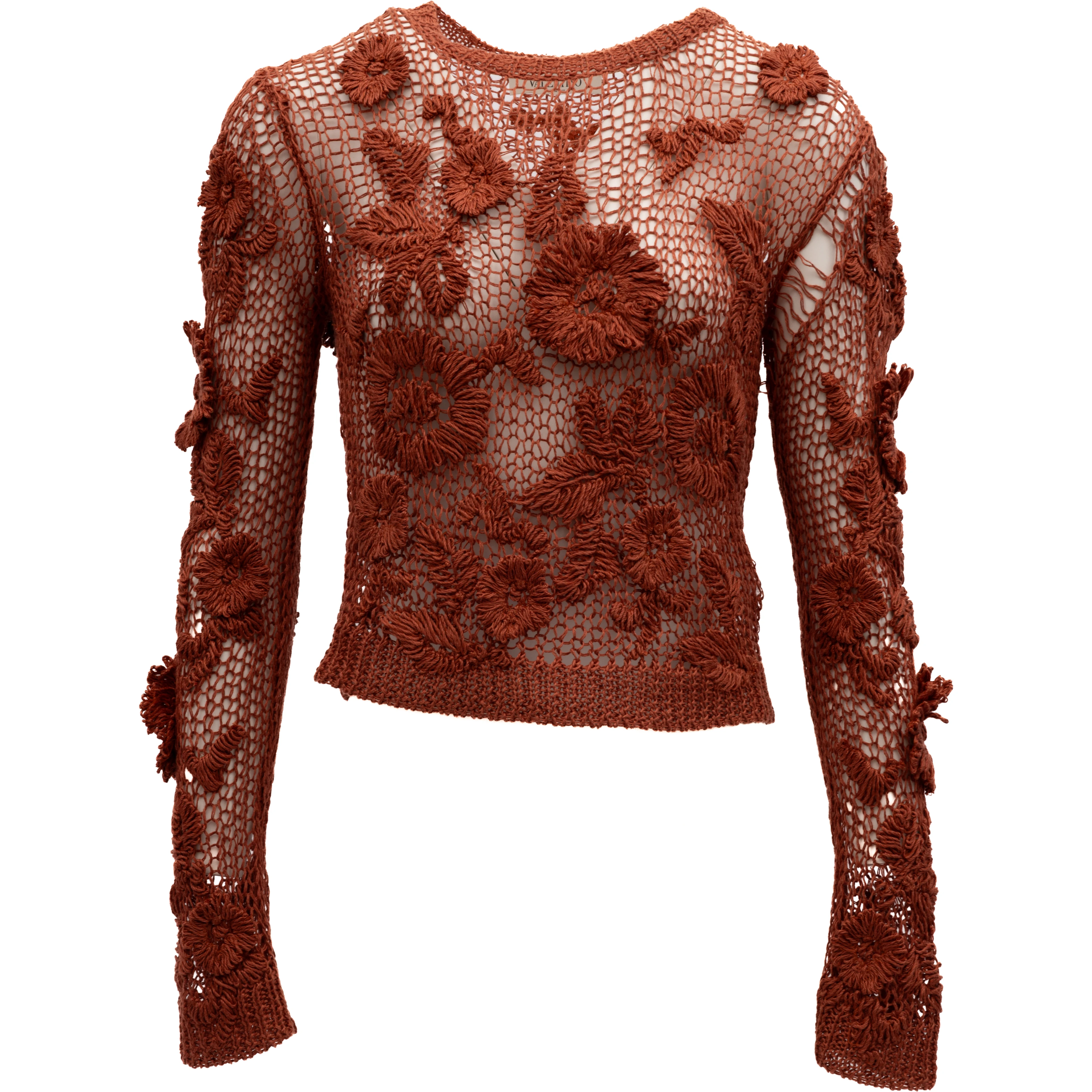 Rust Crochet Floral Top