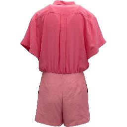 Pink Shirt-Style Romper