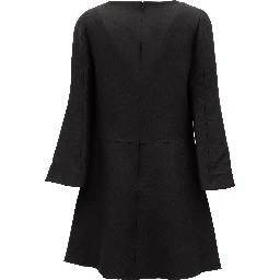 Black V-Neck Dress with Flared Sleeves