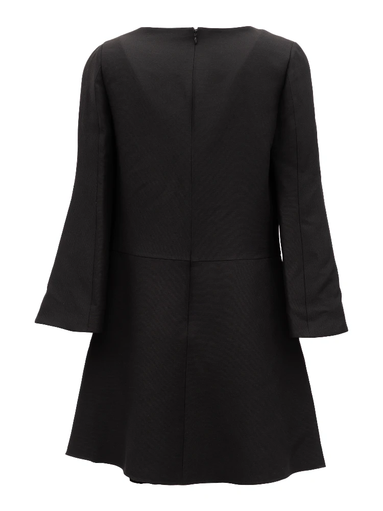 Black V-Neck Dress with Flared Sleeves