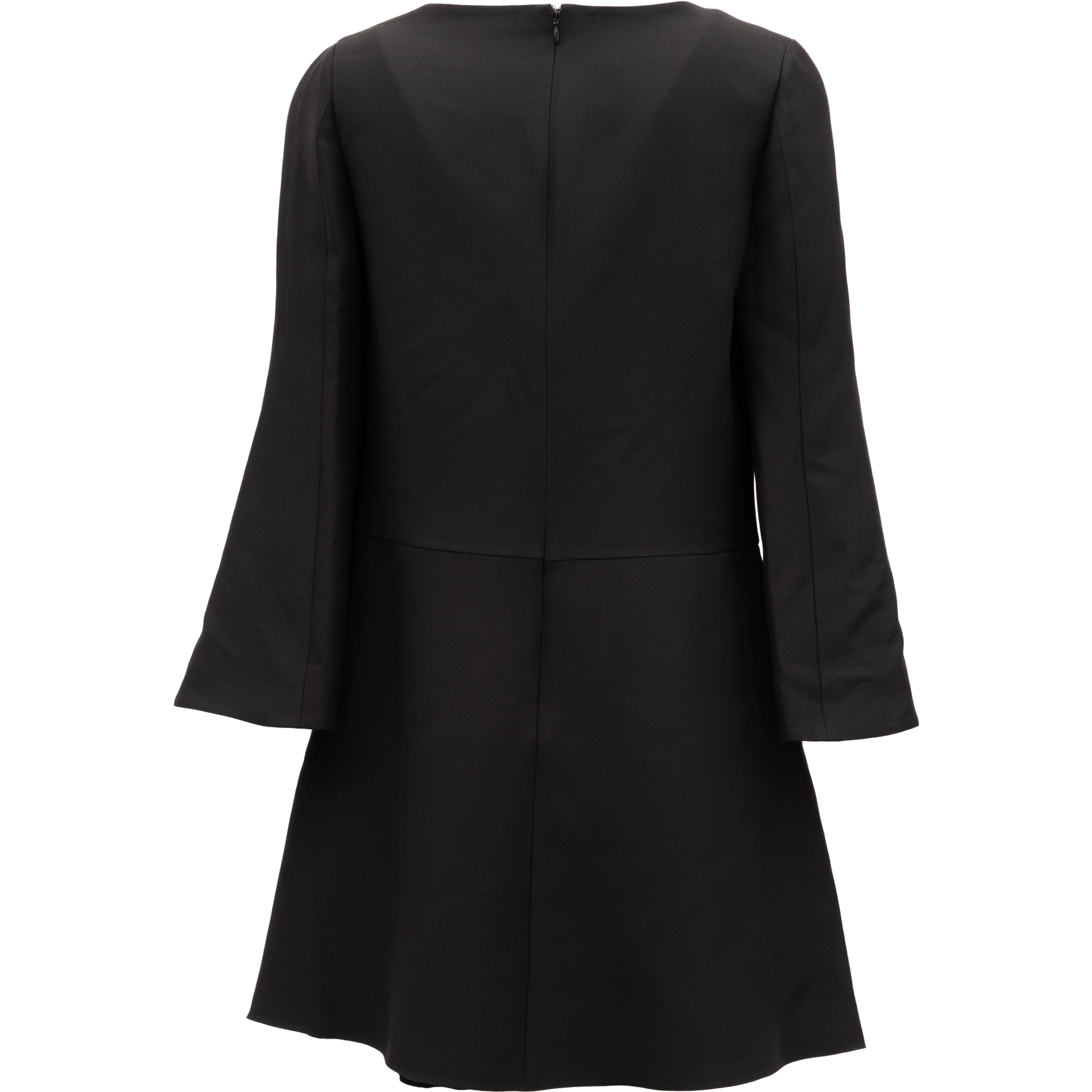 Black V-Neck Dress with Flared Sleeves