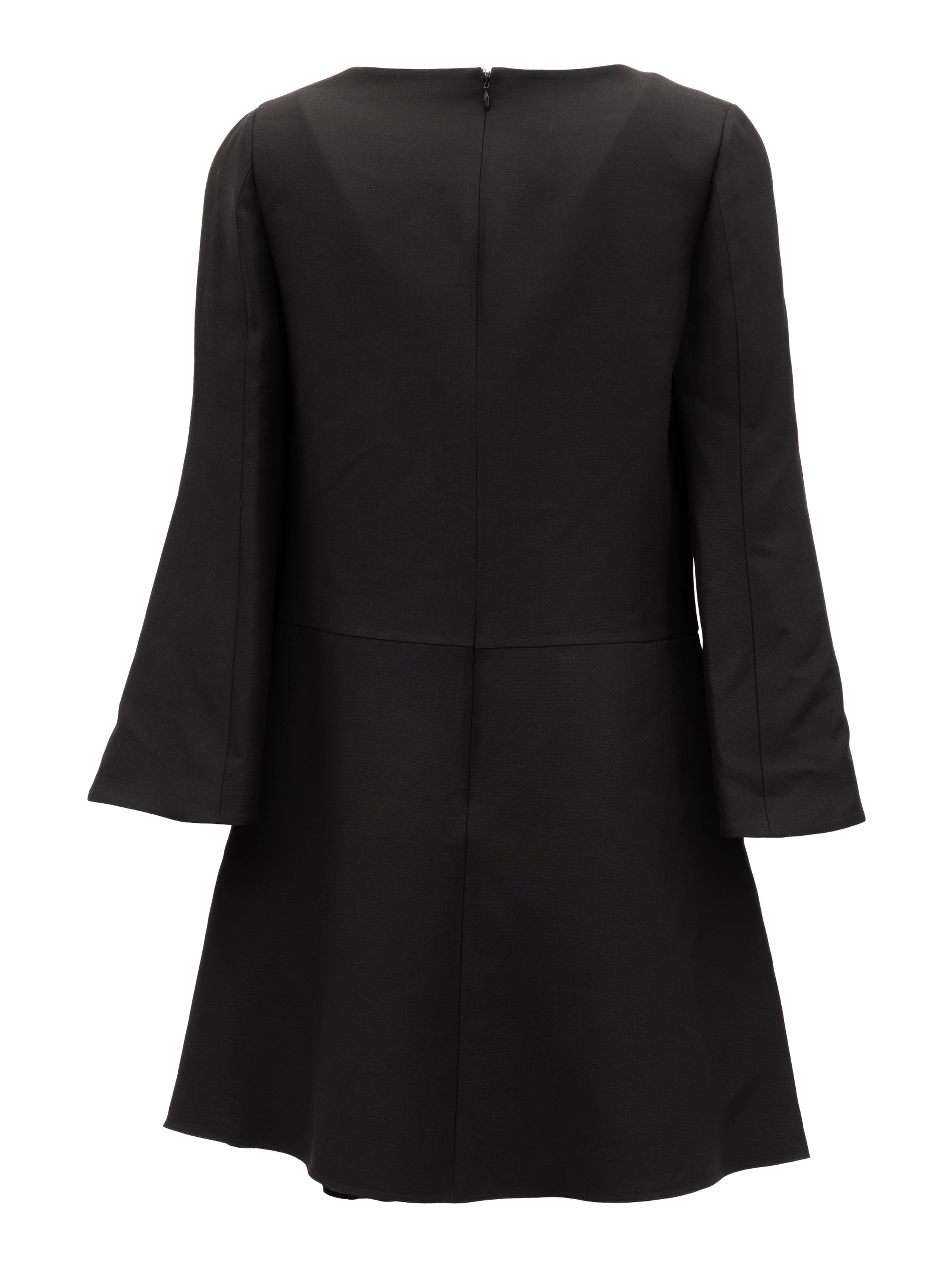 Black V-Neck Dress with Flared Sleeves