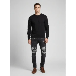 Black Cotton Slim Fit Jeans