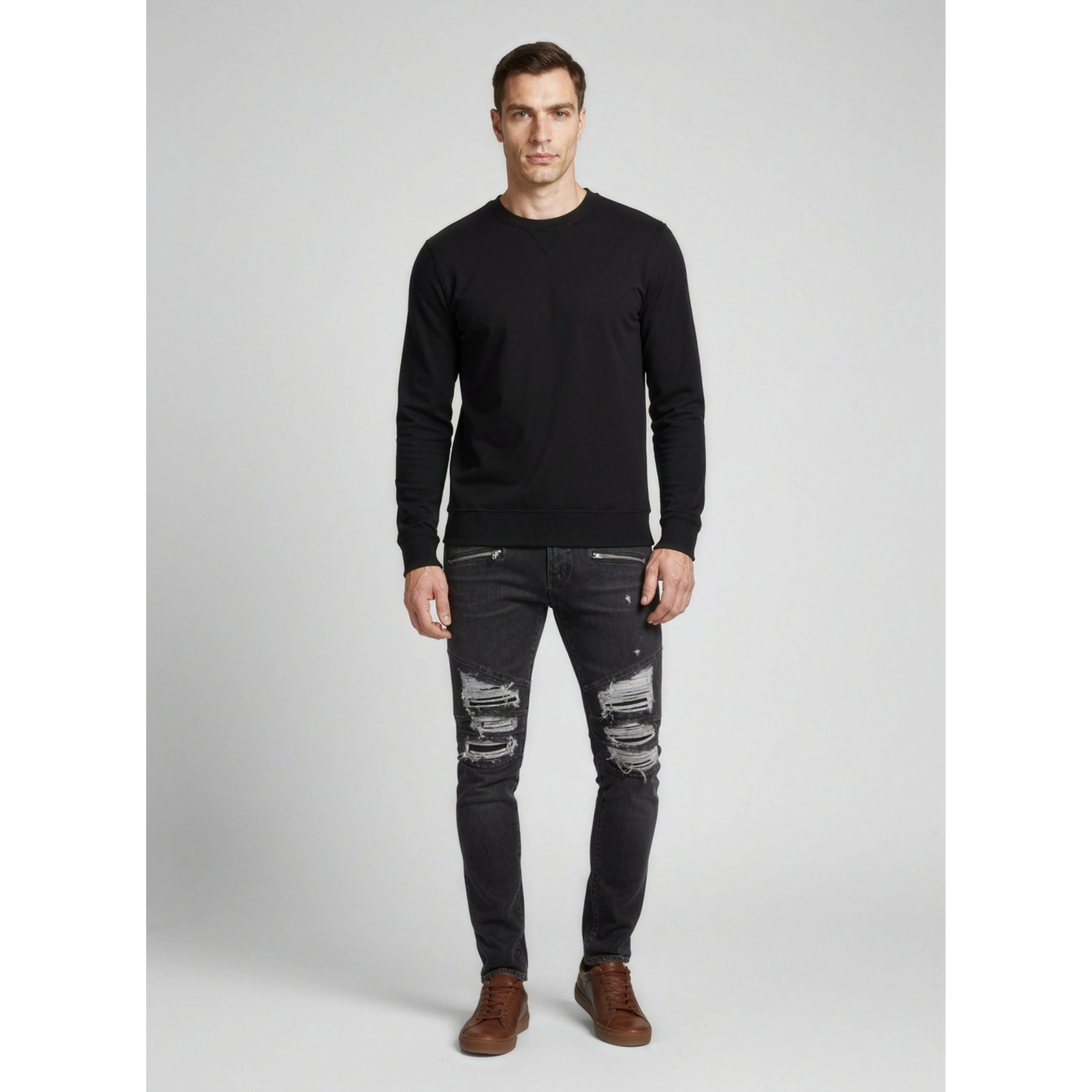 Black Cotton Slim Fit Jeans