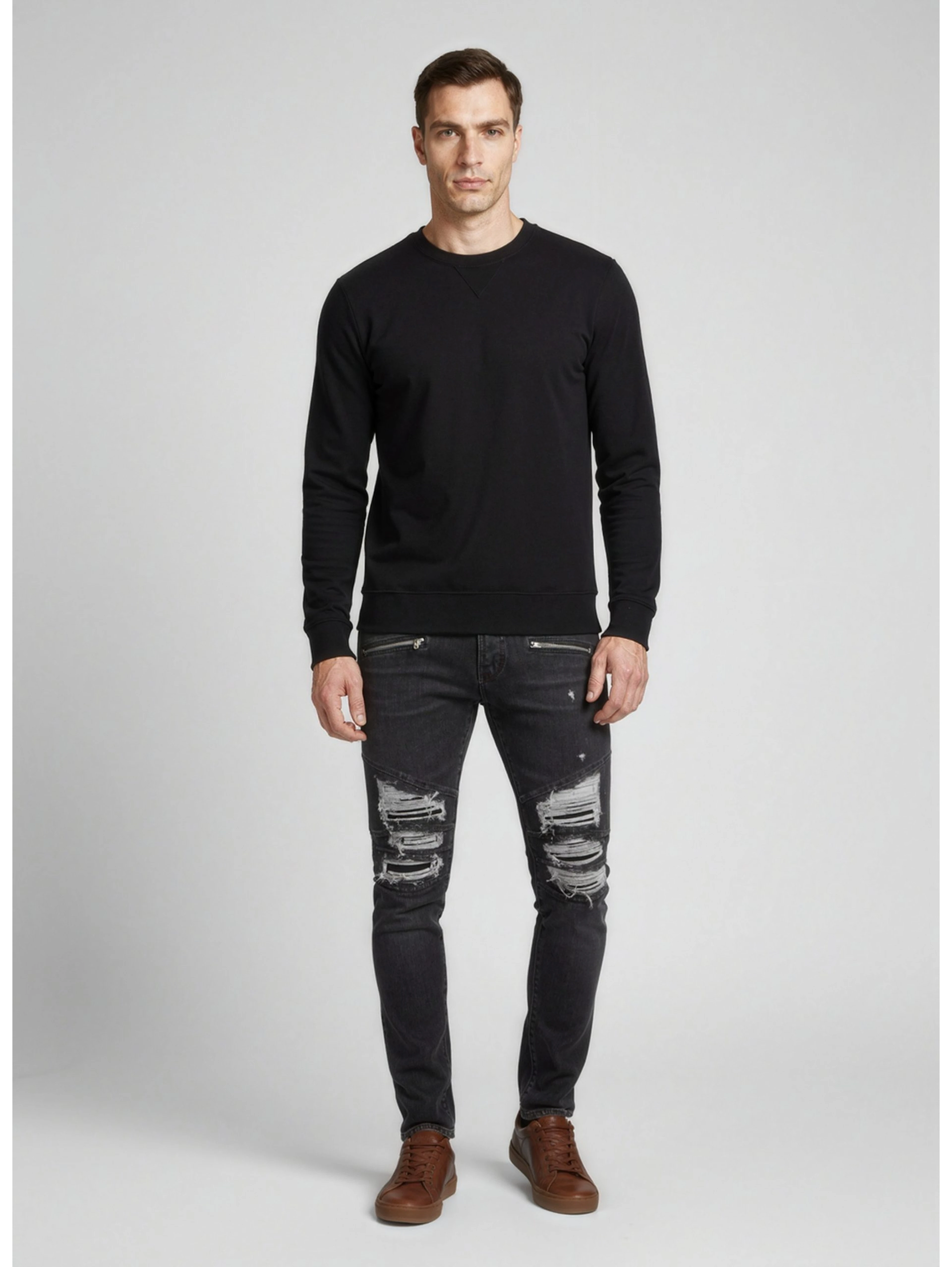 Black Cotton Slim Fit Jeans