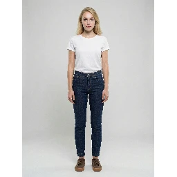 Navy Blue Cotton Skinny Jeans