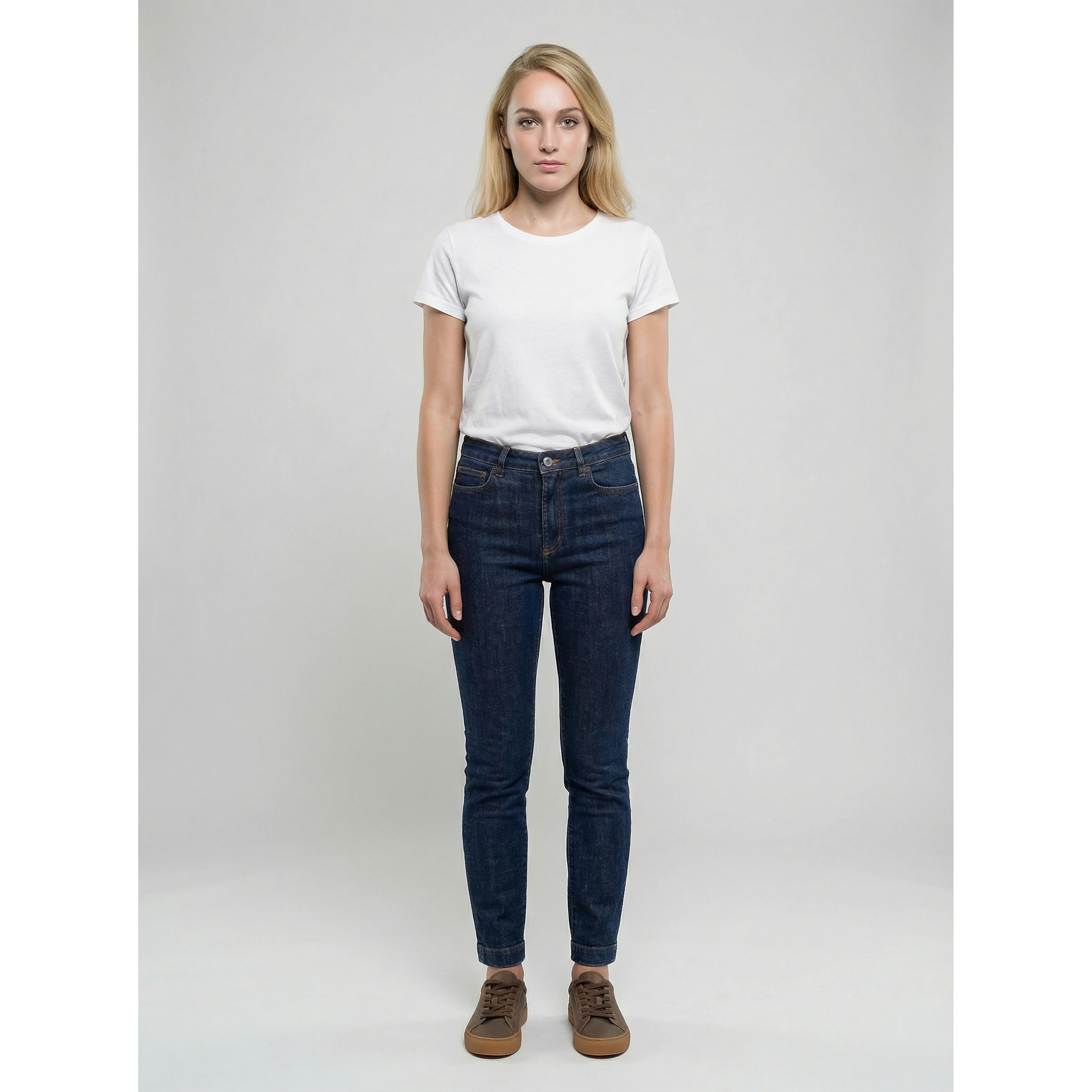Navy Blue Cotton Skinny Jeans