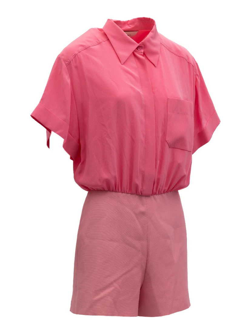 Pink Shirt-Style Romper