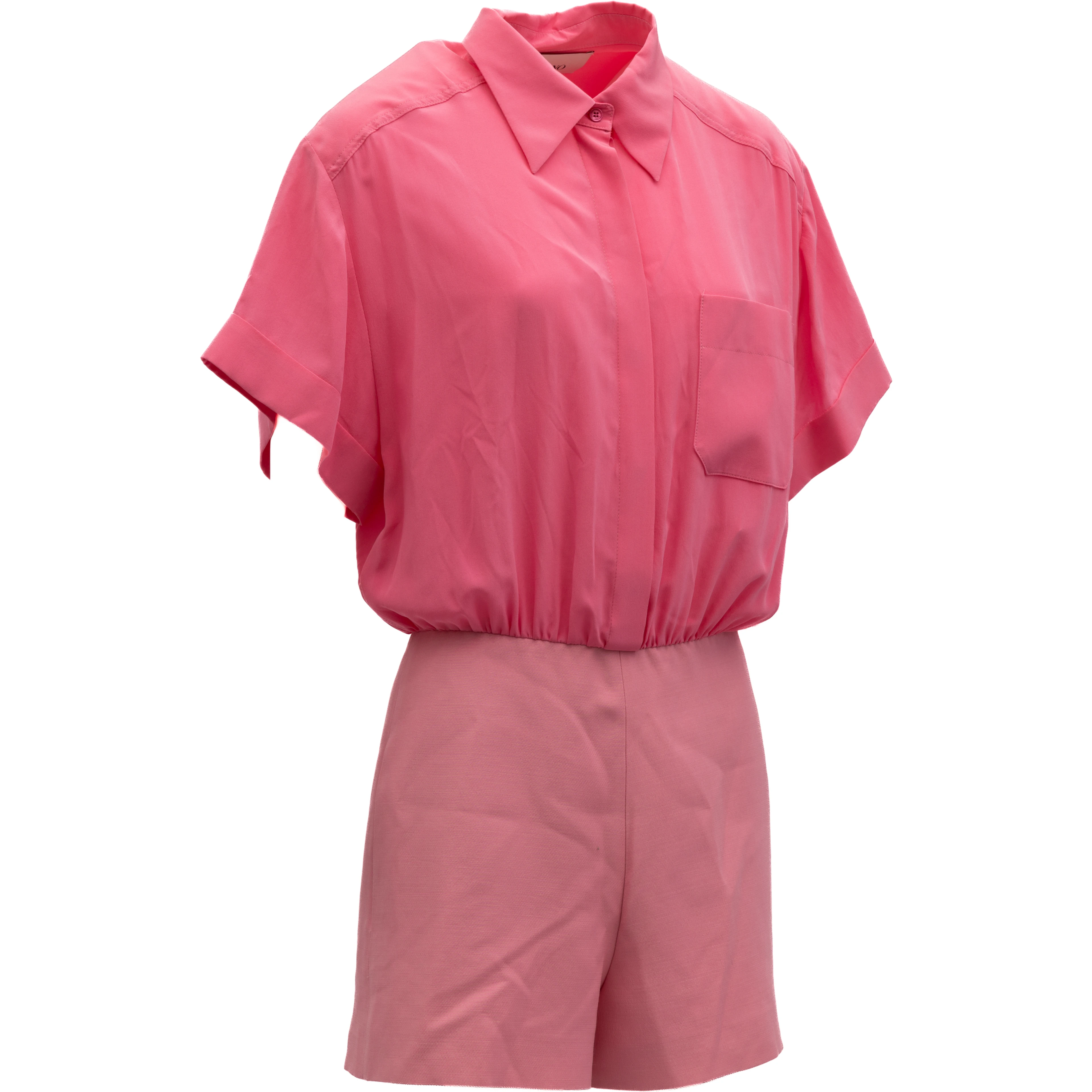 Pink Shirt-Style Romper