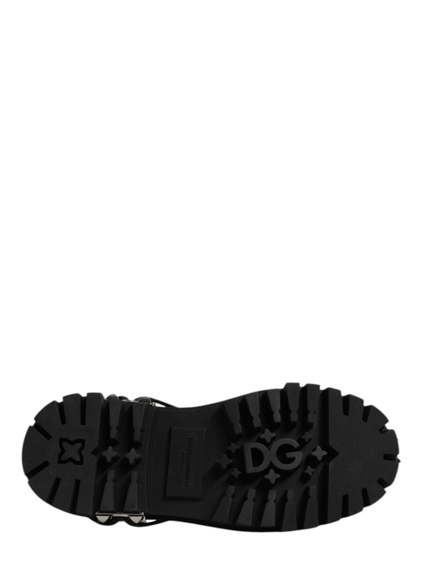 Black Studded Leather Hi-Trekking Derby Men Shoes