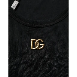 Black DG Logo Cotton Ribbed Tank Top T-shirt