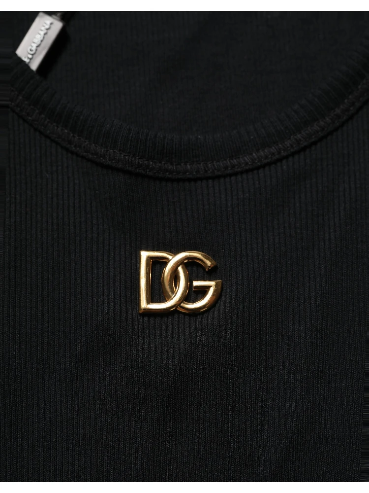 Black DG Logo Cotton Ribbed Tank Top T-shirt