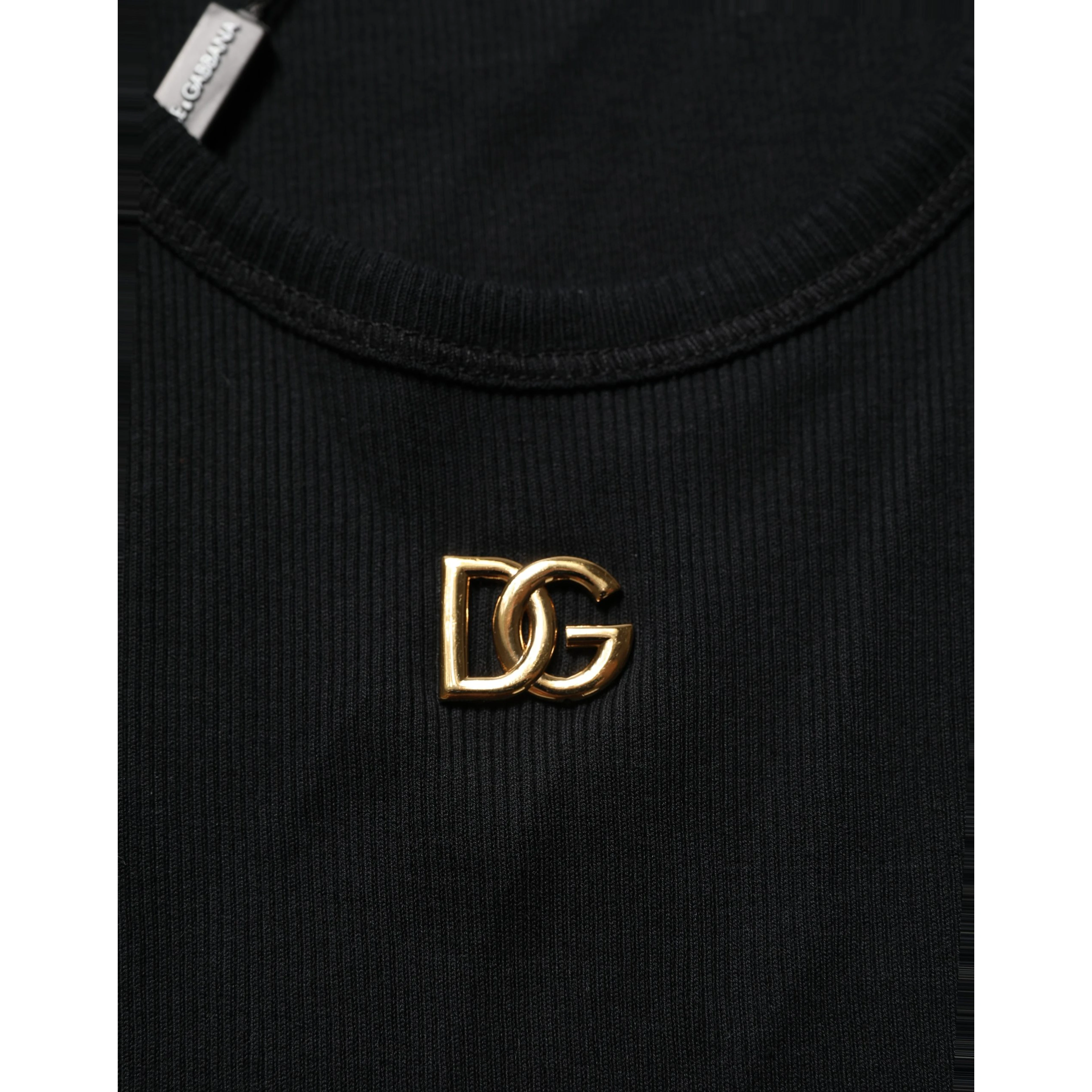 Black DG Logo Cotton Ribbed Tank Top T-shirt
