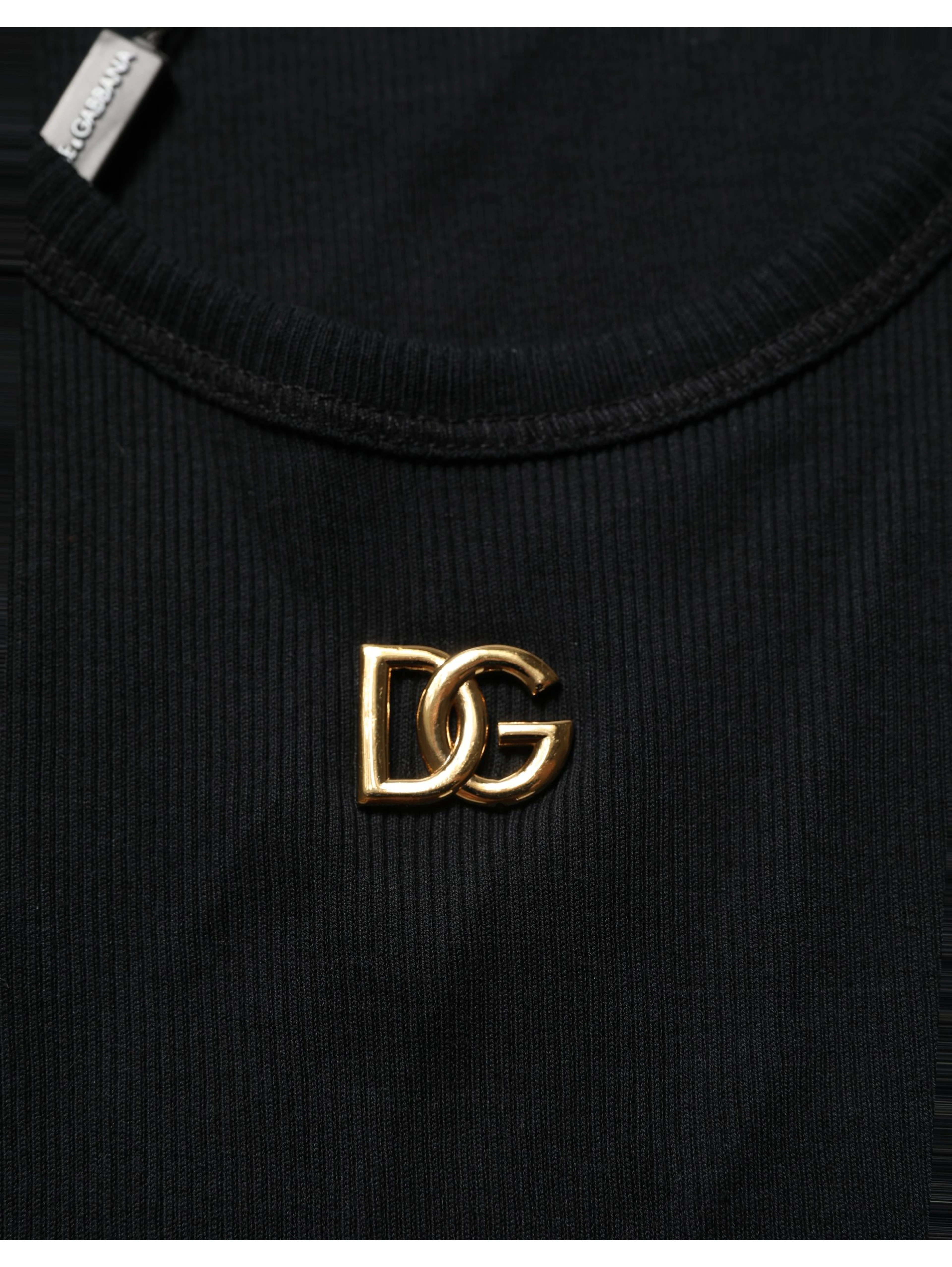 Black DG Logo Cotton Ribbed Tank Top T-shirt