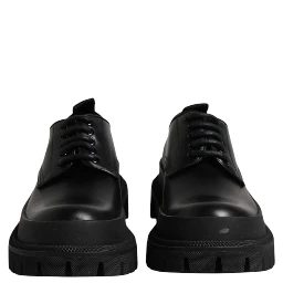 Black Leather Hi-Trekking Derby Shoes