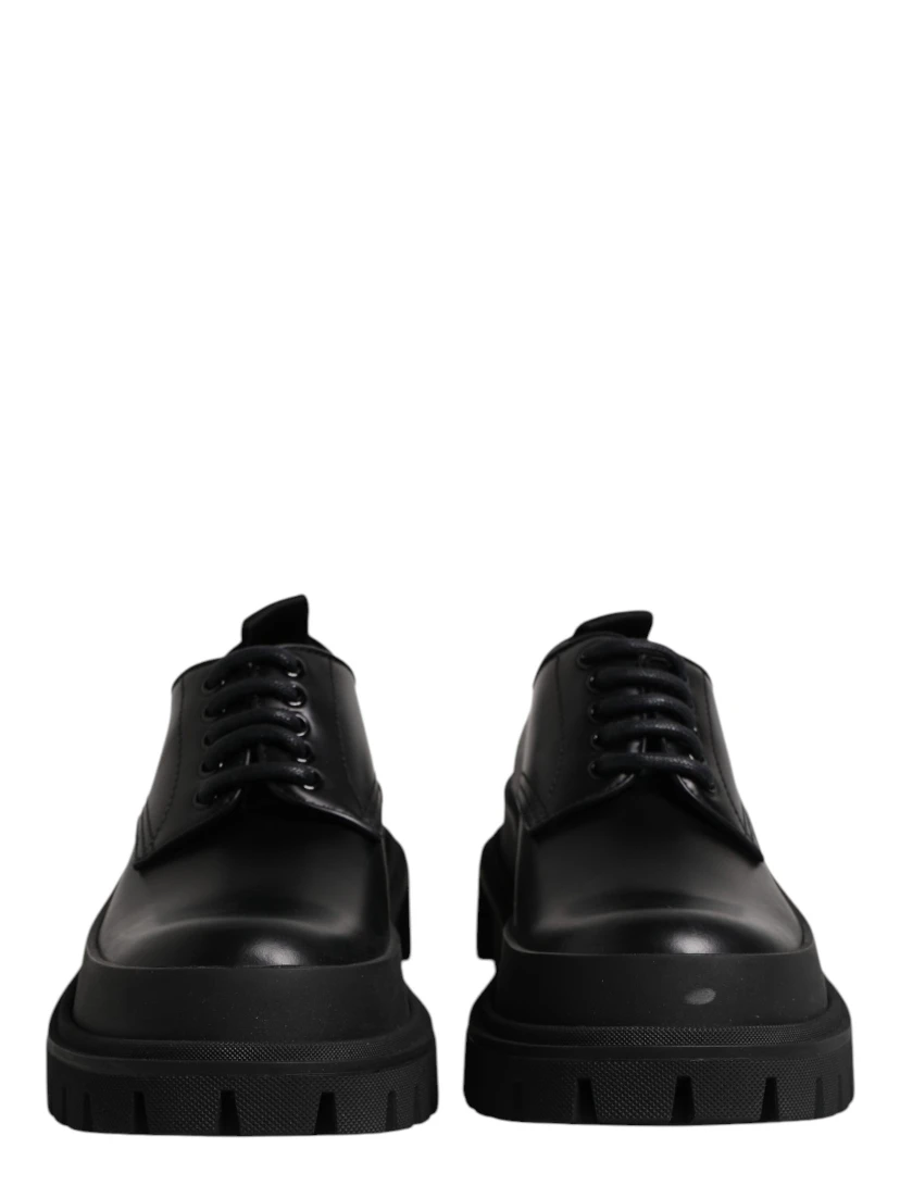 Black Leather Hi-Trekking Derby Shoes