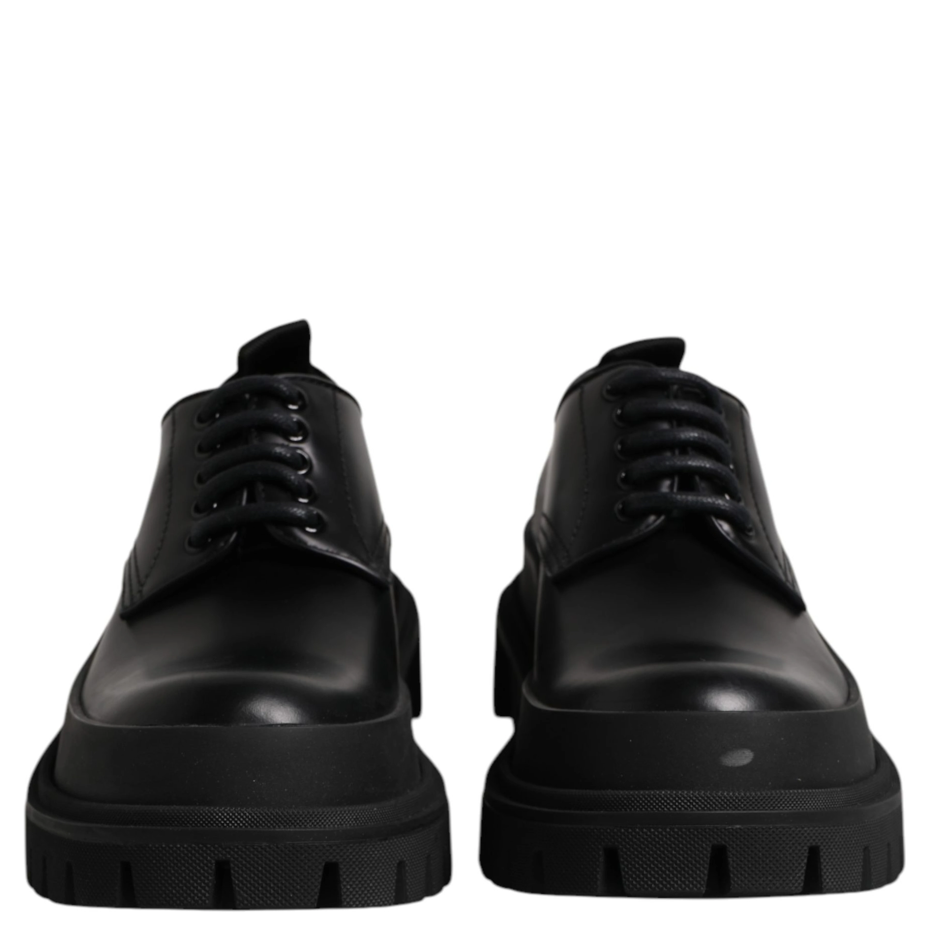 Black Leather Hi-Trekking Derby Shoes