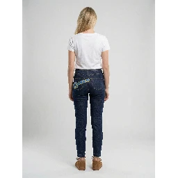 Navy Blue Cotton Skinny Jeans