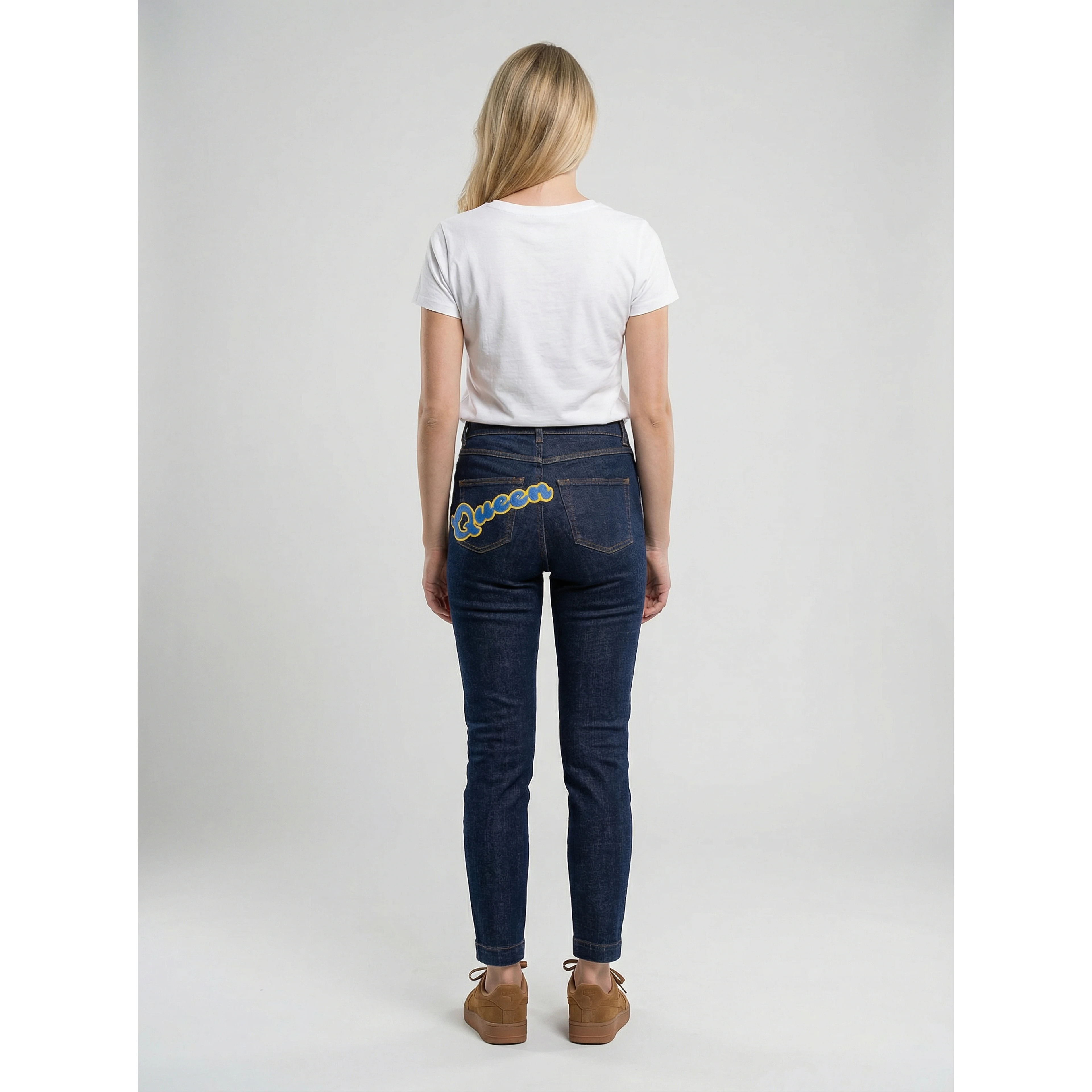 Navy Blue Cotton Skinny Jeans
