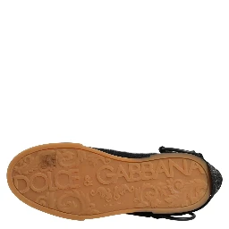 Black Felt Leather Low Top Sneaker Shoes