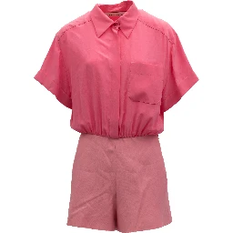 Pink Shirt-Style Romper