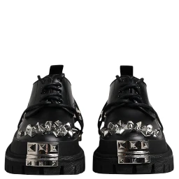 Black Studded Leather Hi-Trekking Derby Men Shoes