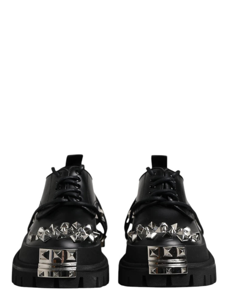 Black Studded Leather Hi-Trekking Derby Men Shoes alternative