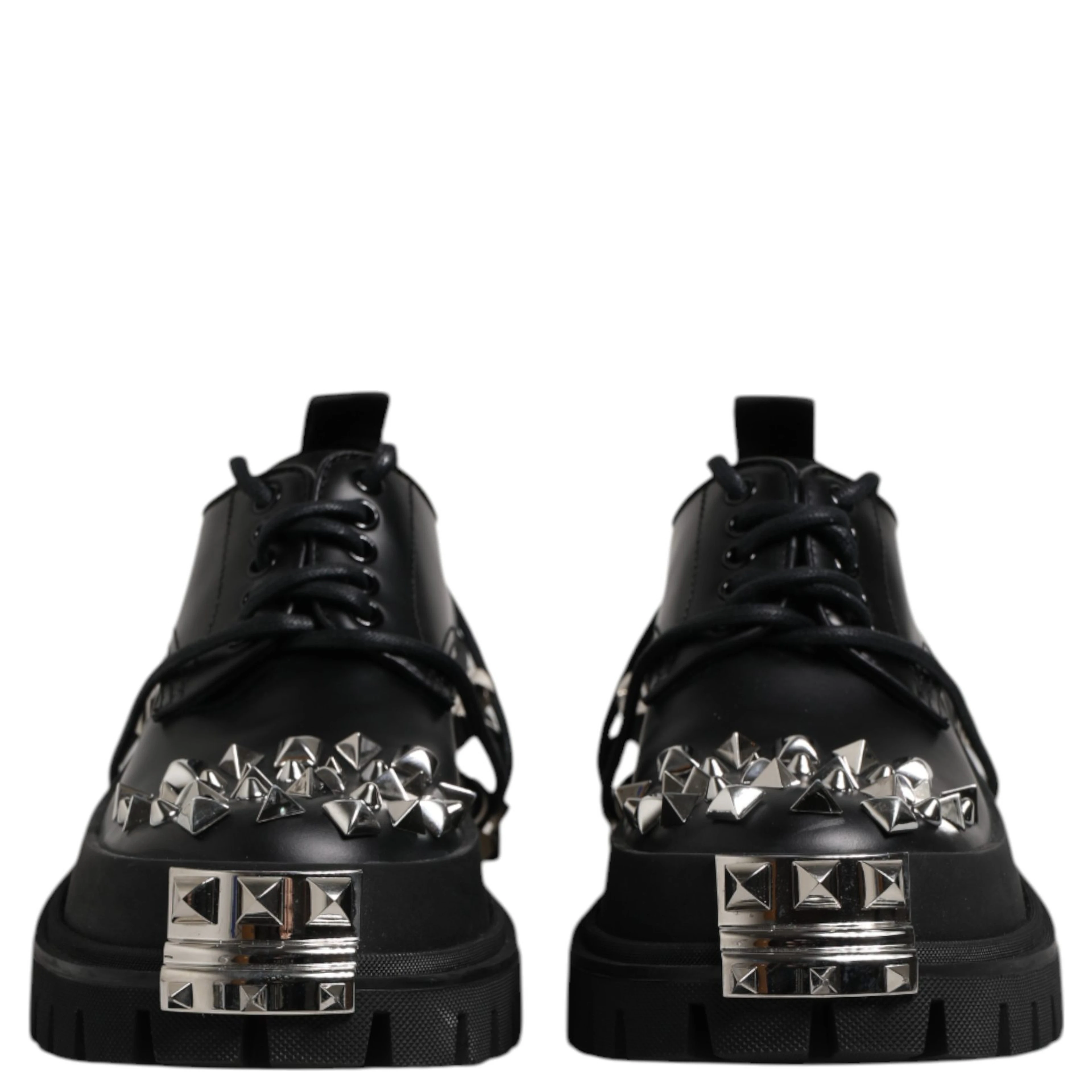 Black Studded Leather Hi-Trekking Derby Men Shoes