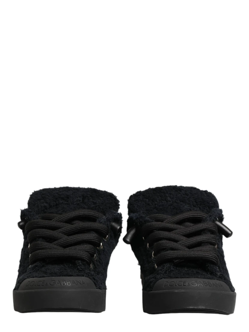 Black Portofino Lace-Up Sneakers Shoes