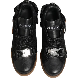 Black Felt Leather Low Top Sneaker Shoes