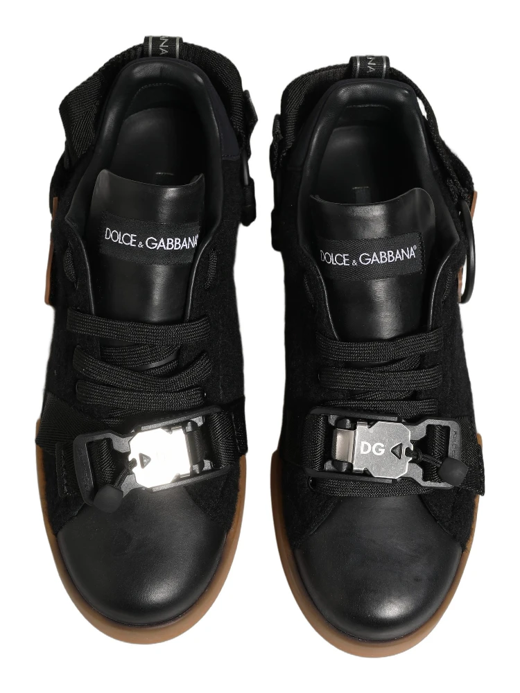 Black Felt Leather Low Top Sneaker Shoes alternative