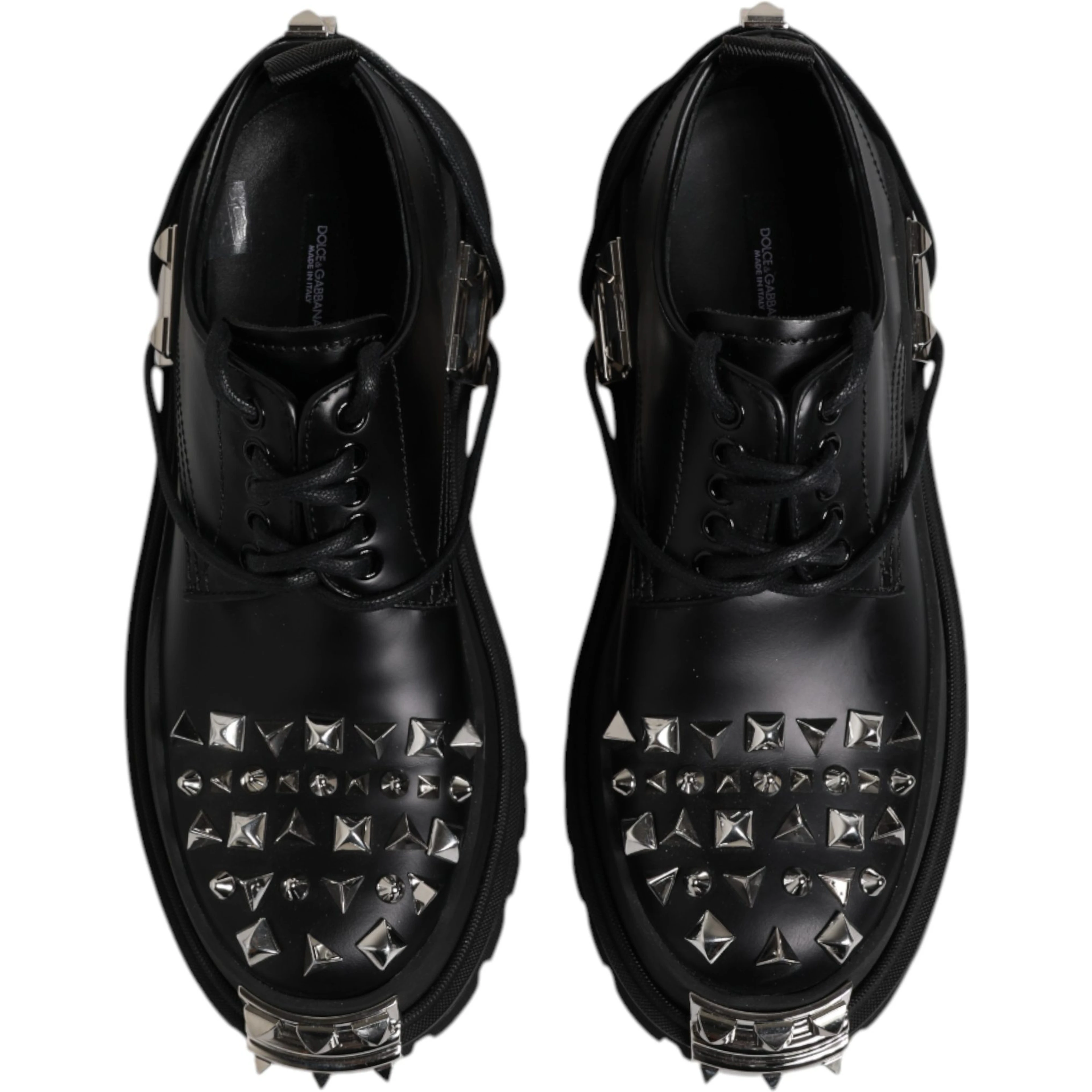 Black Studded Leather Hi-Trekking Derby Men Shoes