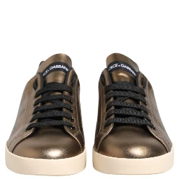Gold Portofino Calf Leather Sneakers Shoes