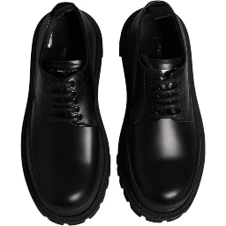 Black Leather Hi-Trekking Derby Shoes