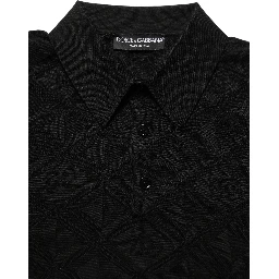 Black Silk Short Sleeve Knit Polo T-shirt