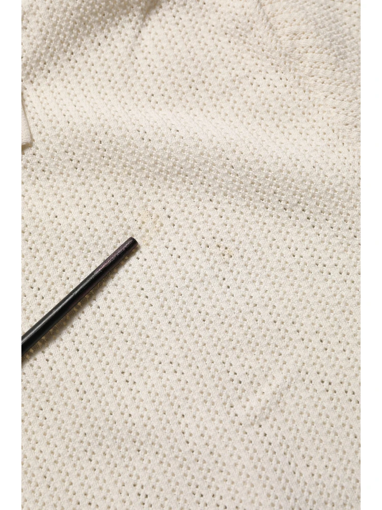 Off White Cotton Collared Men Polo T-shirt