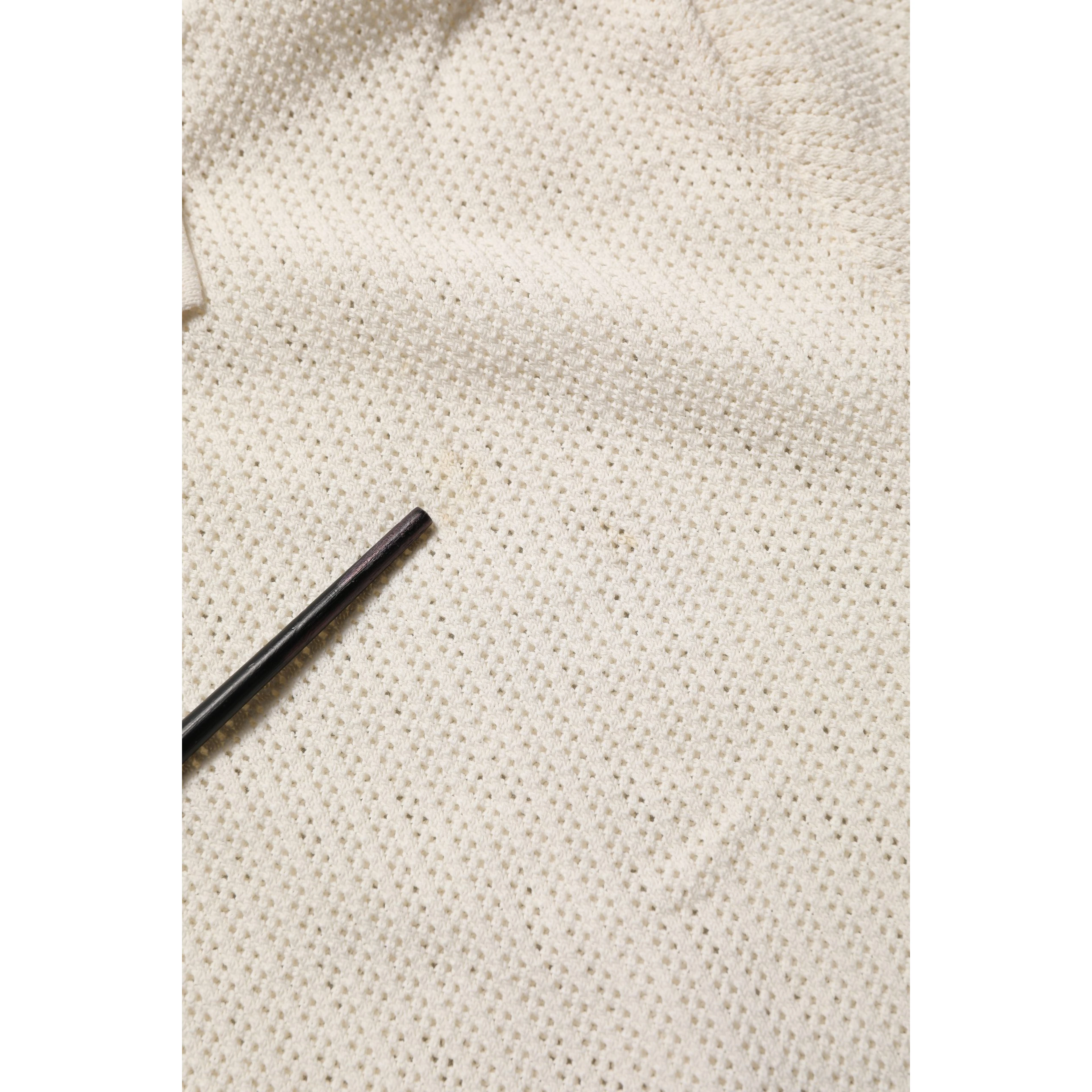 Off White Cotton Collared Men Polo T-shirt