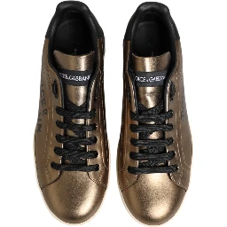 Gold Portofino Calf Leather Sneakers Shoes