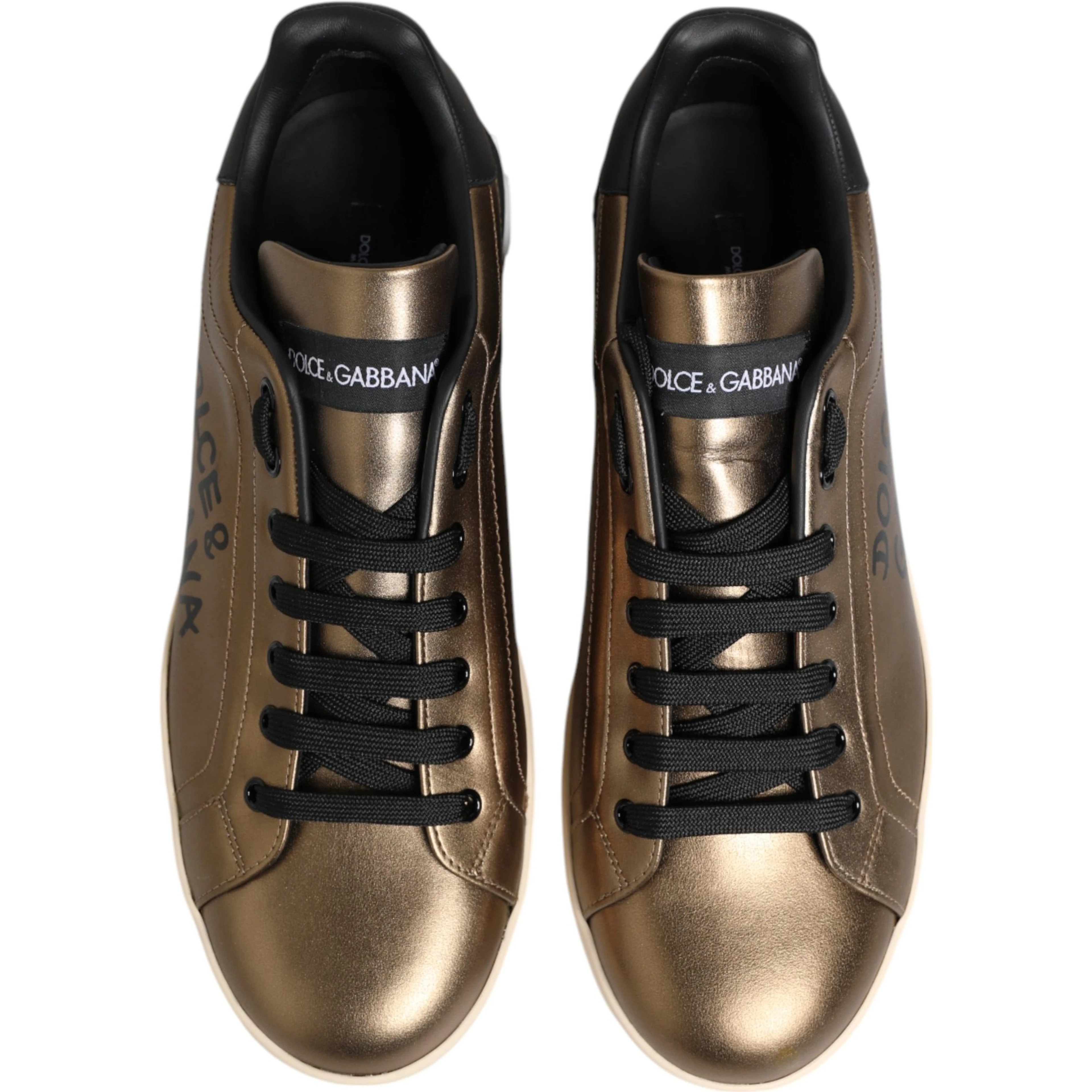 Gold Portofino Calf Leather Sneakers Shoes