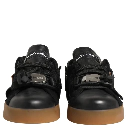 Black Felt Leather Low Top Sneaker Shoes