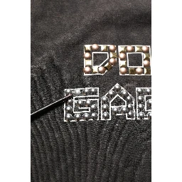 Gray Cotton Logo Stud Embellished T-shirt