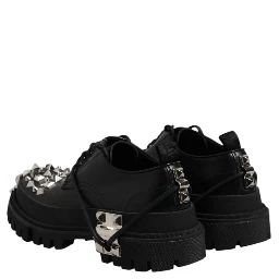 Black Studded Leather Hi-Trekking Derby Men Shoes