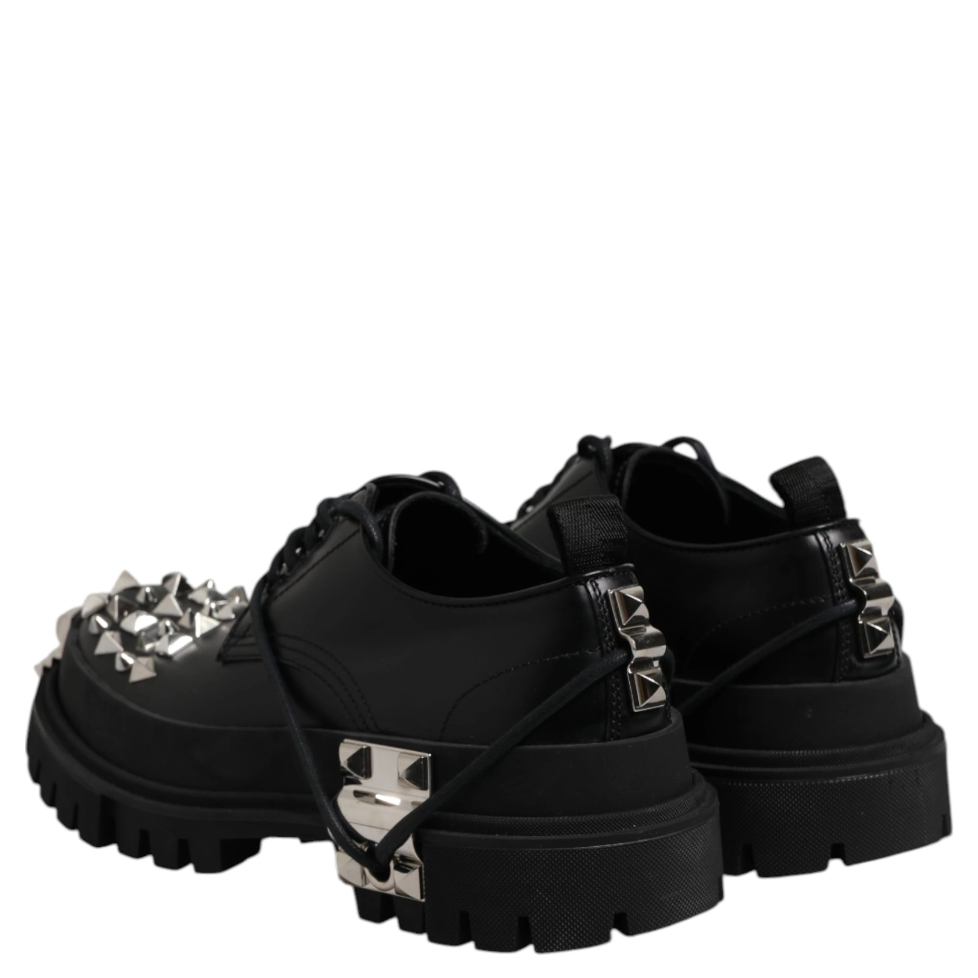 Black Studded Leather Hi-Trekking Derby Men Shoes