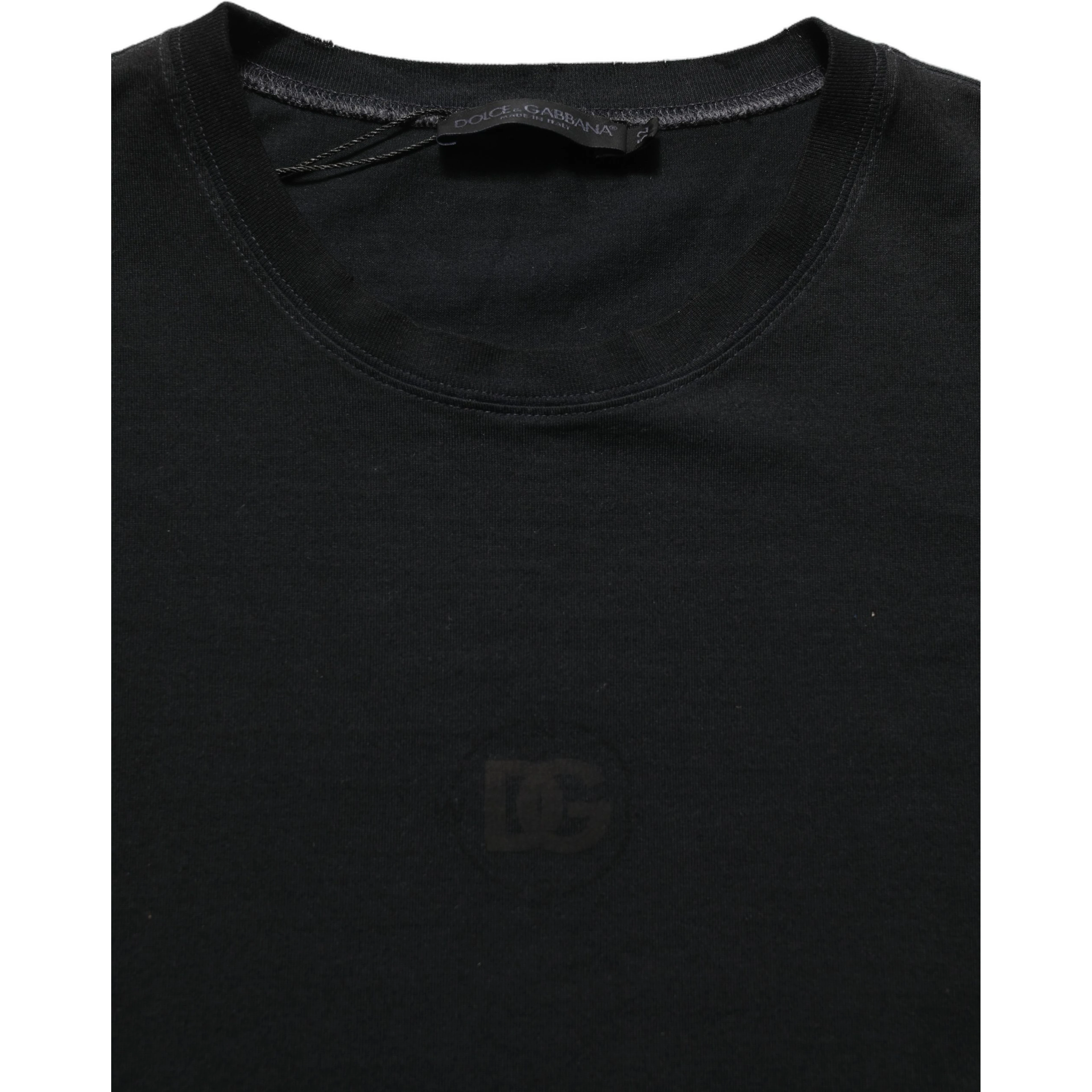 Black Cotton Short Sleeve Crew Neck T-shirt