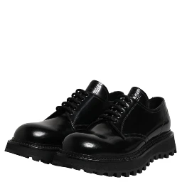 Black Calf Leather Hi-Trekking Derby Shoes