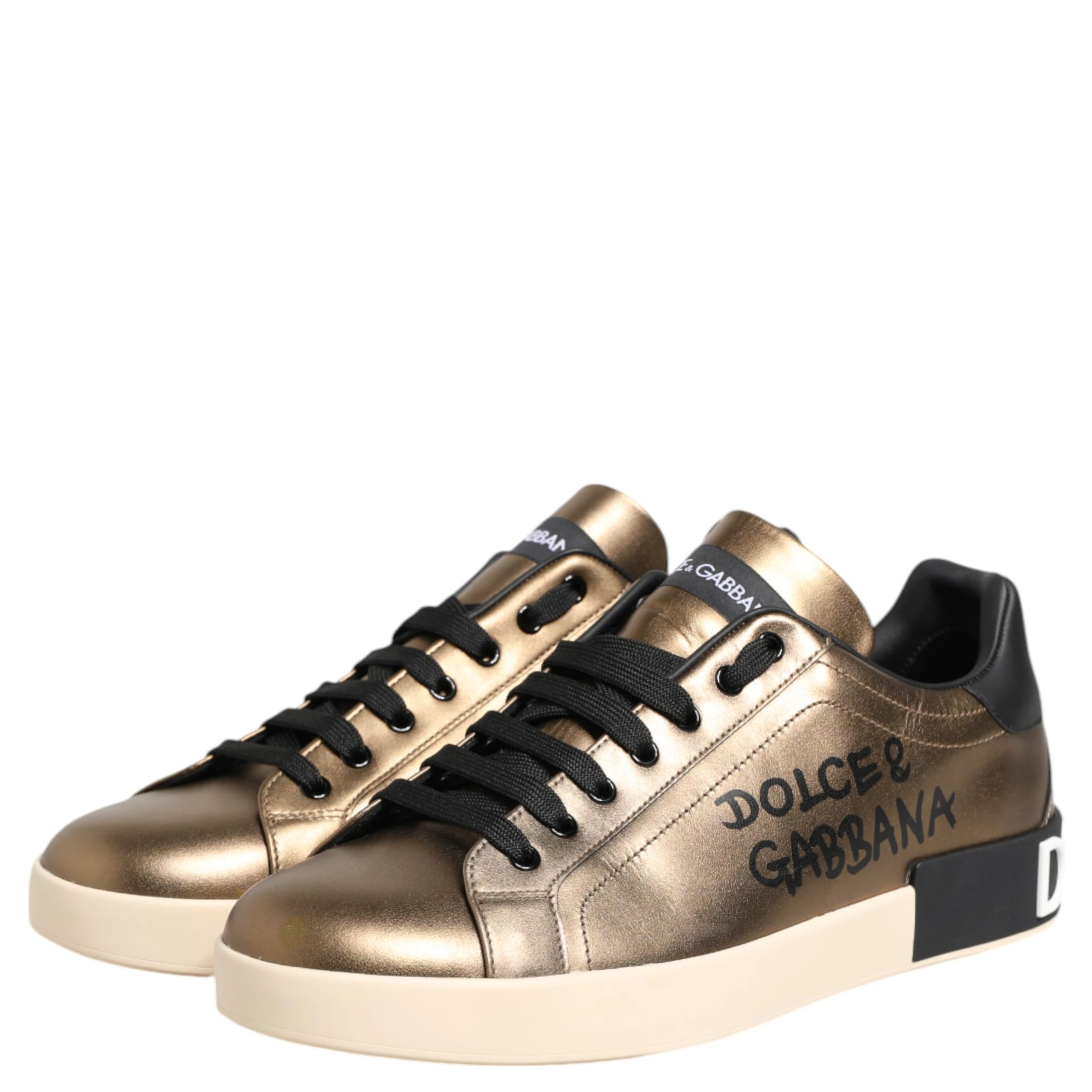 Gold Portofino Calf Leather Sneakers Shoes